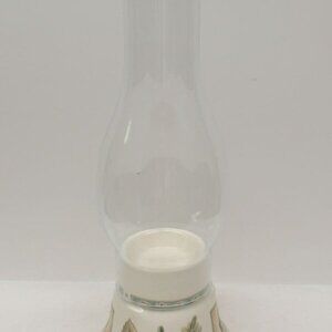 Pfaltzgraff NATURE WOOD Table Lite for Candle Lite, Ceramic Base Glass Globe USA